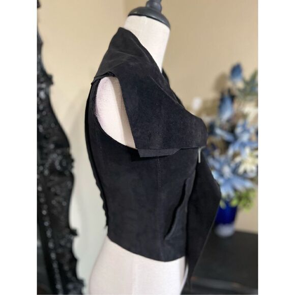 BCBGMAXAZRIA Fabian Black Faux Suede Vest Size XXS - Picture 2 of 4